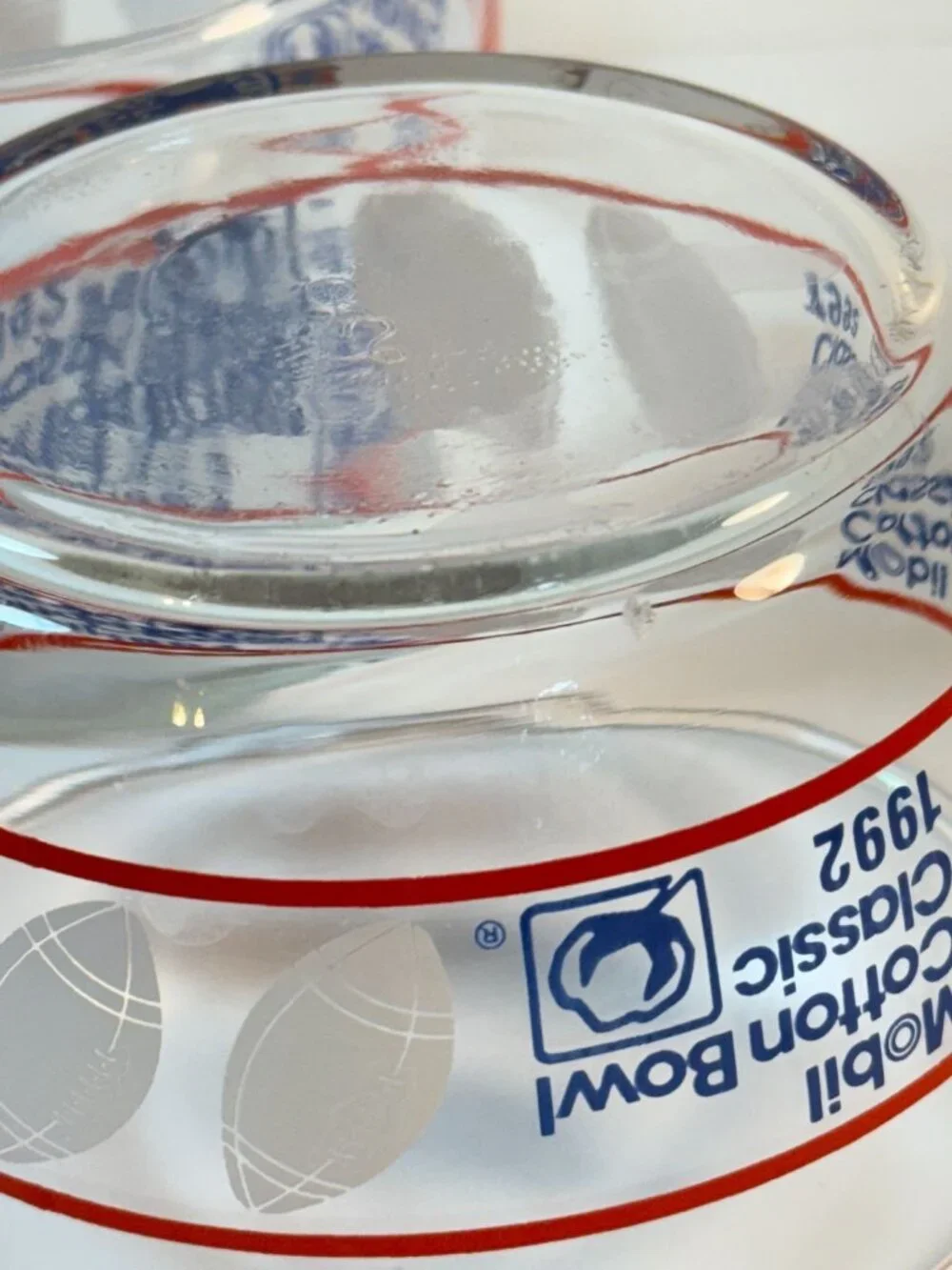 Vintage Football Mobil Cotton Bowl Classic 1994 Glass Snack Candy Cereal Bowl